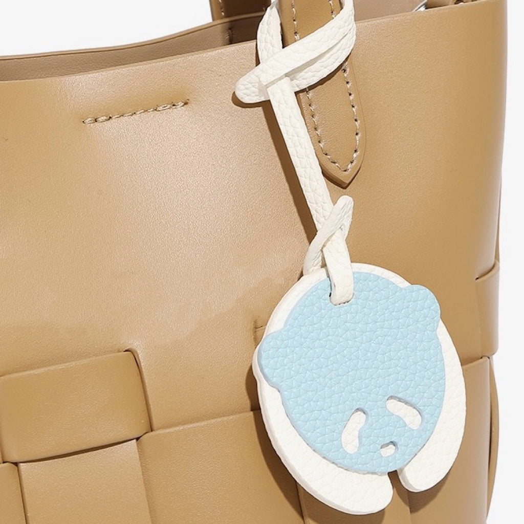 Women’s Genuine Leather Woven Picnic Basket Bag | Chic Panda Charm