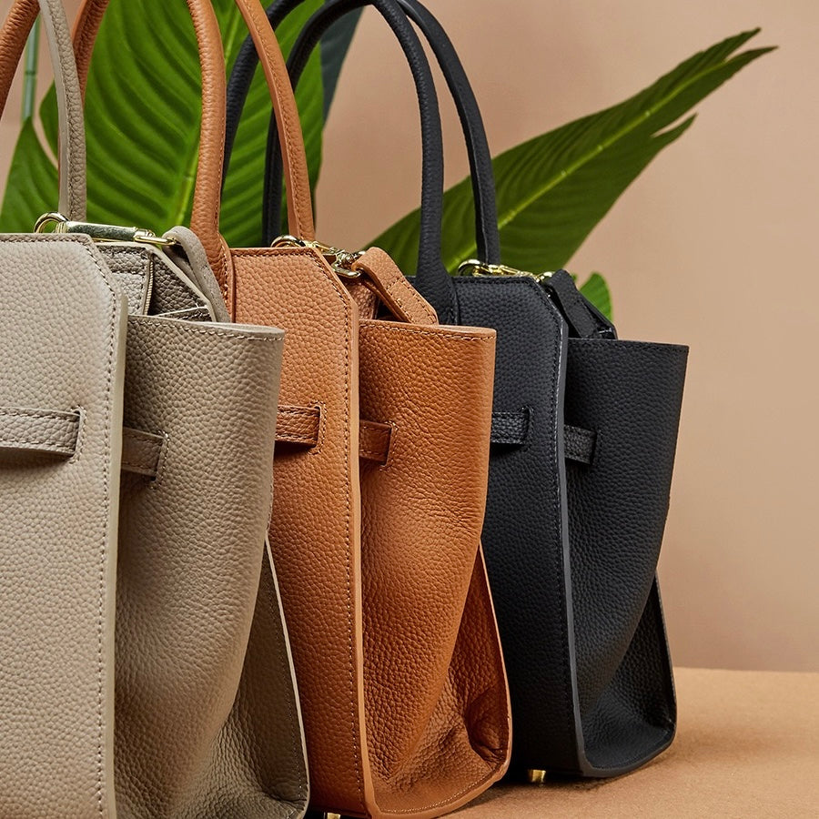Classic Structured Leather Tote Bag | Refined Gold Hardware