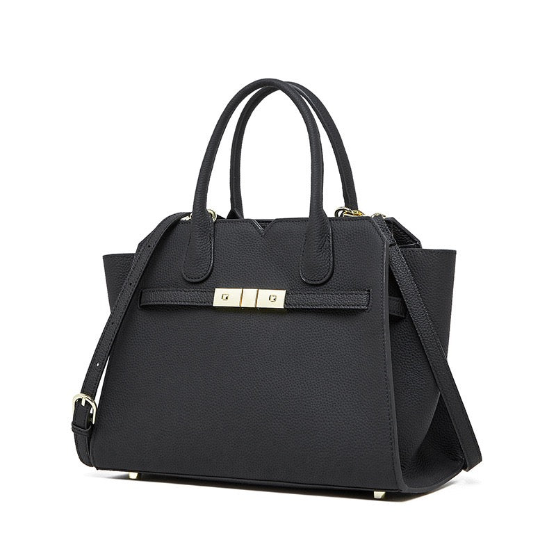 Classic Structured Leather Tote Bag | Refined Gold Hardware