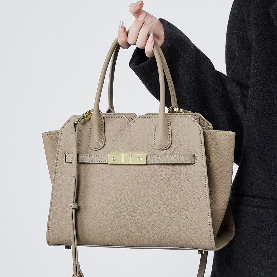 Classic Structured Leather Tote Bag | Refined Gold Hardware
