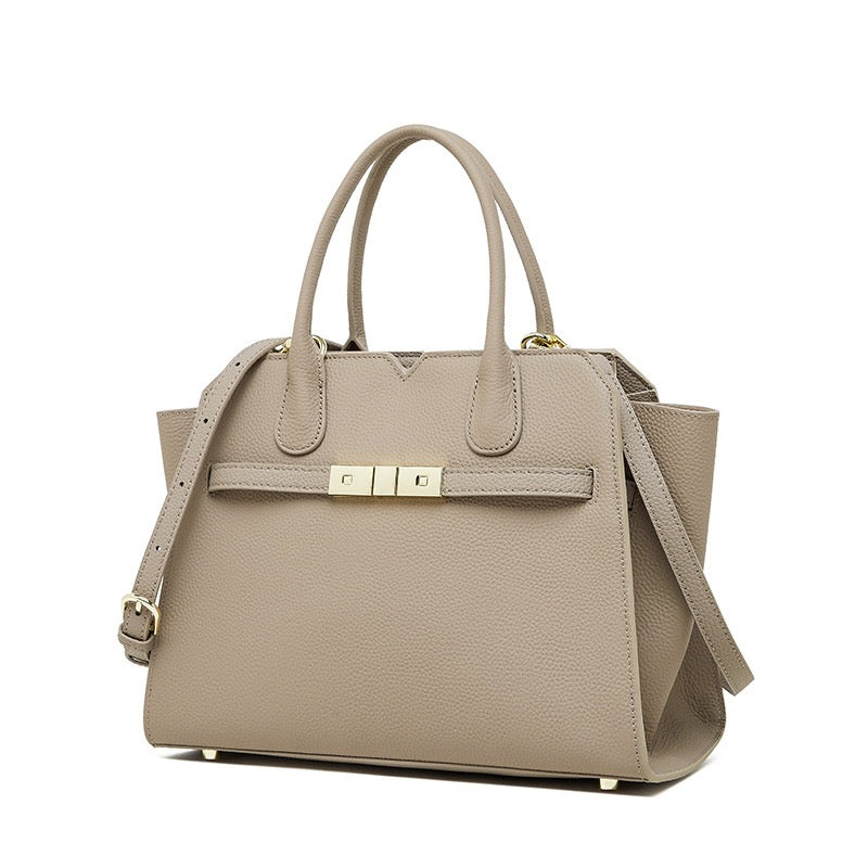 Classic Structured Leather Tote Bag | Refined Gold Hardware