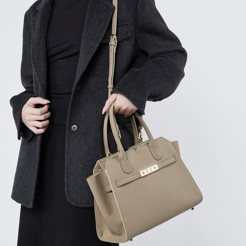 Classic Structured Leather Tote Bag | Refined Gold Hardware