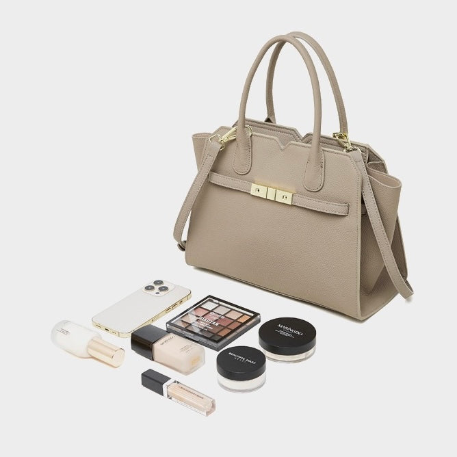 Classic Structured Leather Tote Bag | Refined Gold Hardware