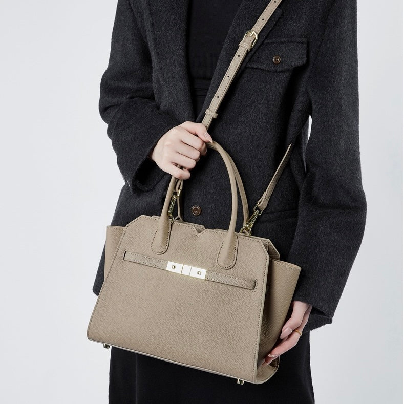 Classic Structured Leather Tote Bag | Refined Gold Hardware