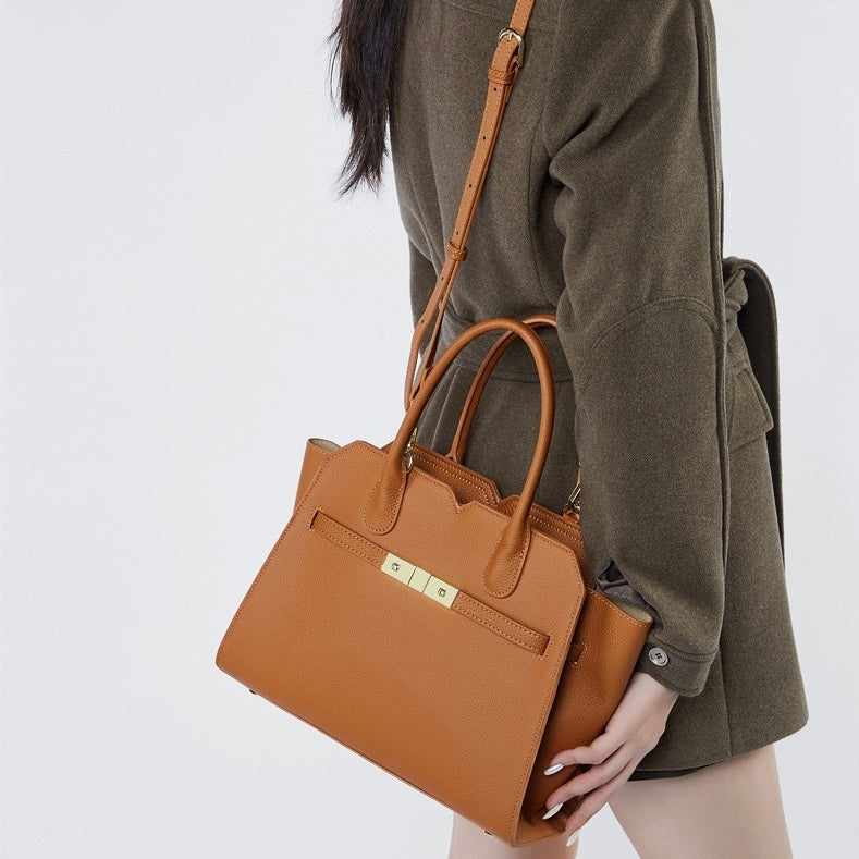 Classic Structured Leather Tote Bag | Refined Gold Hardware