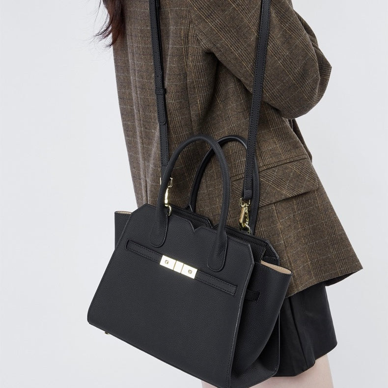 Classic Structured Leather Tote Bag | Refined Gold Hardware