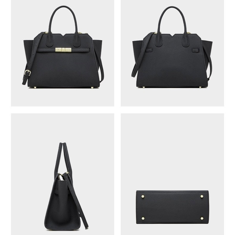 Classic Structured Leather Tote Bag | Refined Gold Hardware