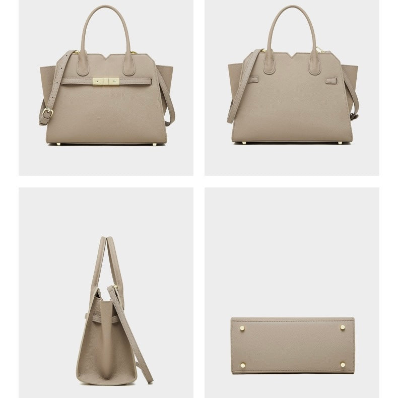 Classic Structured Leather Tote Bag | Refined Gold Hardware