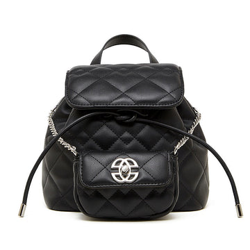 Women’s Genuine Leather Mini Backpack | Diamond-Quilted Elegance With Detachable Pouch