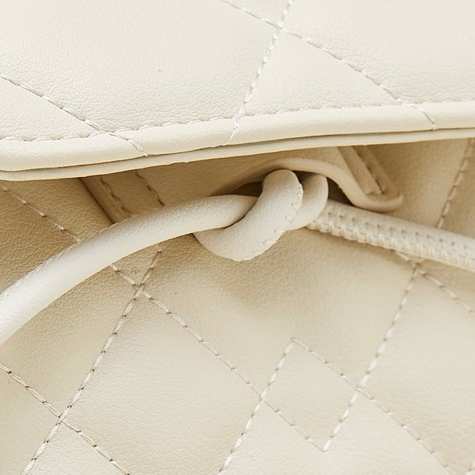 Women’s Genuine Leather Mini Backpack | Diamond-Quilted Elegance With Detachable Pouch
