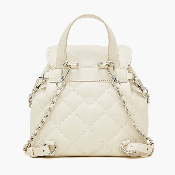 Women’s Genuine Leather Mini Backpack | Diamond-Quilted Elegance With Detachable Pouch