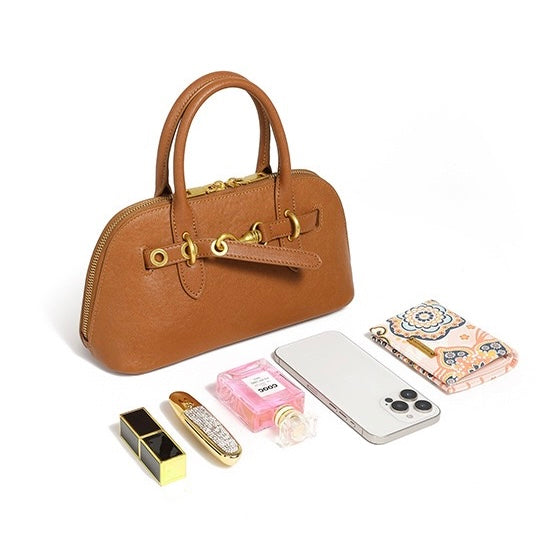 Women’s Genuine Leather Shell Bag | Timeless Crossbody Elegance