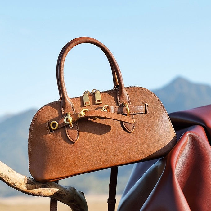Women’s Genuine Leather Shell Bag | Timeless Crossbody Elegance