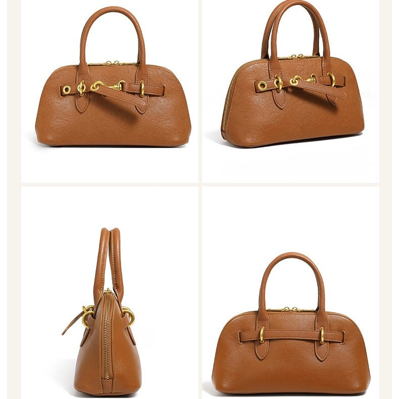 Women’s Genuine Leather Shell Bag | Timeless Crossbody Elegance