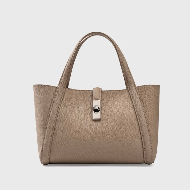 Women's Top-Grain Leather Handheld Crossbody Bag | Timeless Lock-Closure Elegance