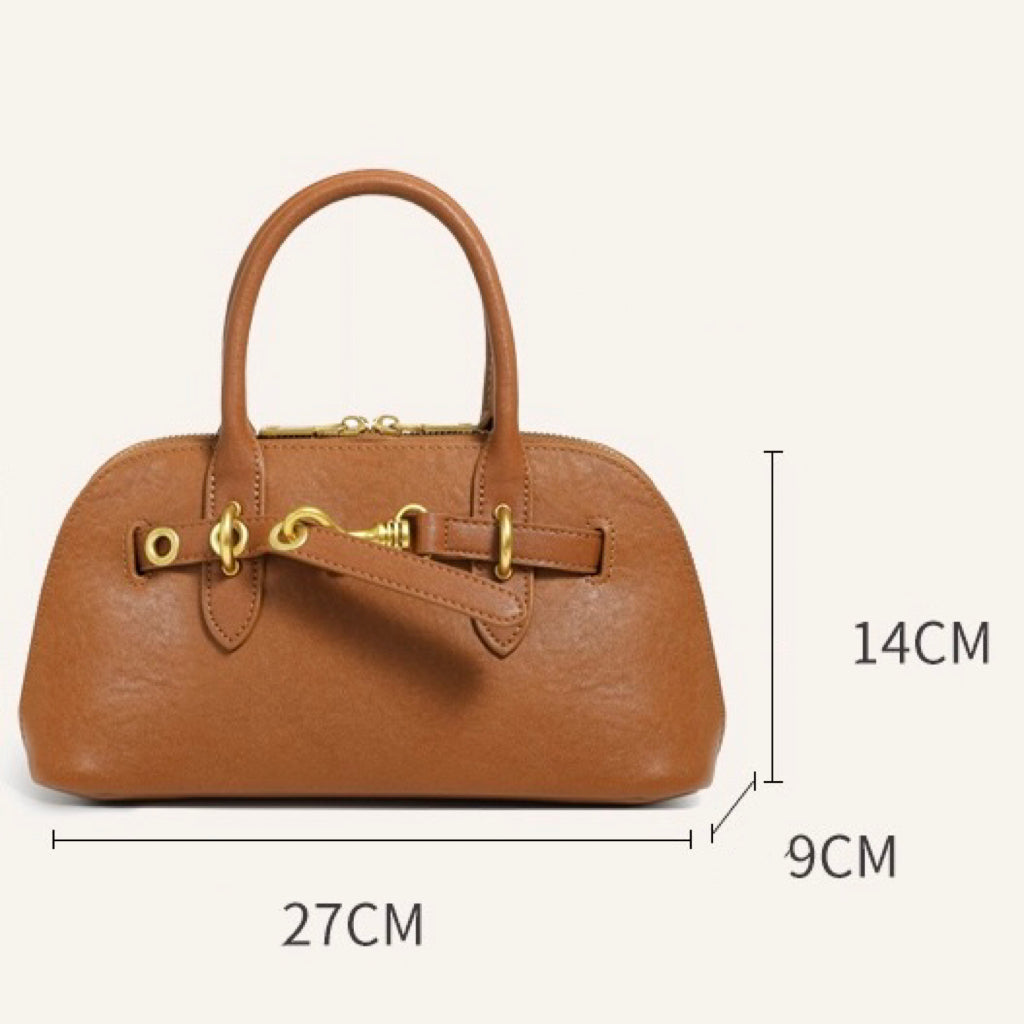 Women’s Genuine Leather Shell Bag | Timeless Crossbody Elegance