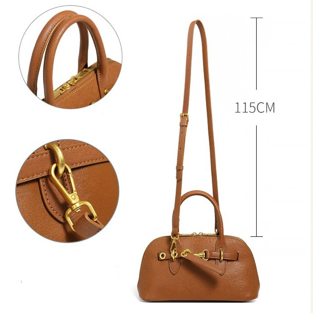 Women’s Genuine Leather Shell Bag | Timeless Crossbody Elegance