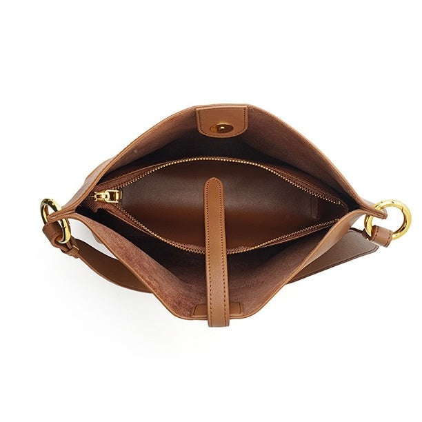 Women's Genuine Leather Bucket Tote Bag | Timeless Commuter Elegance