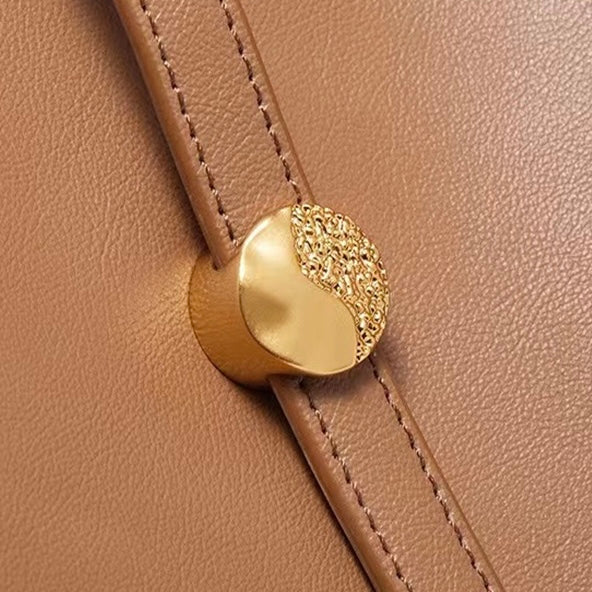 Women's Genuine Leather Bucket Tote Bag | Timeless Commuter Elegance