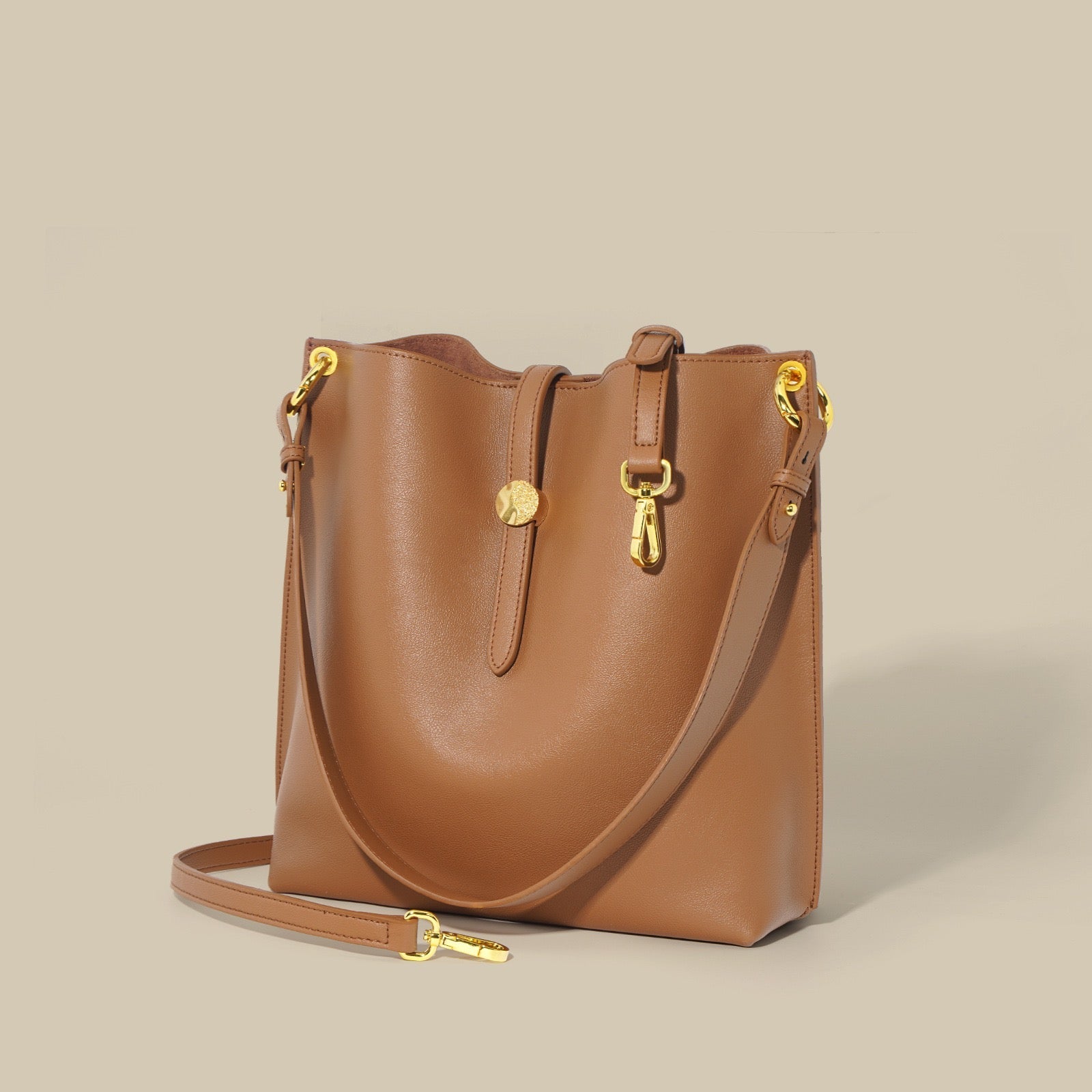 Women's Genuine Leather Bucket Tote Bag | Timeless Commuter Elegance