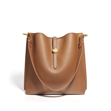 Women's Genuine Leather Bucket Tote Bag | Timeless Commuter Elegance