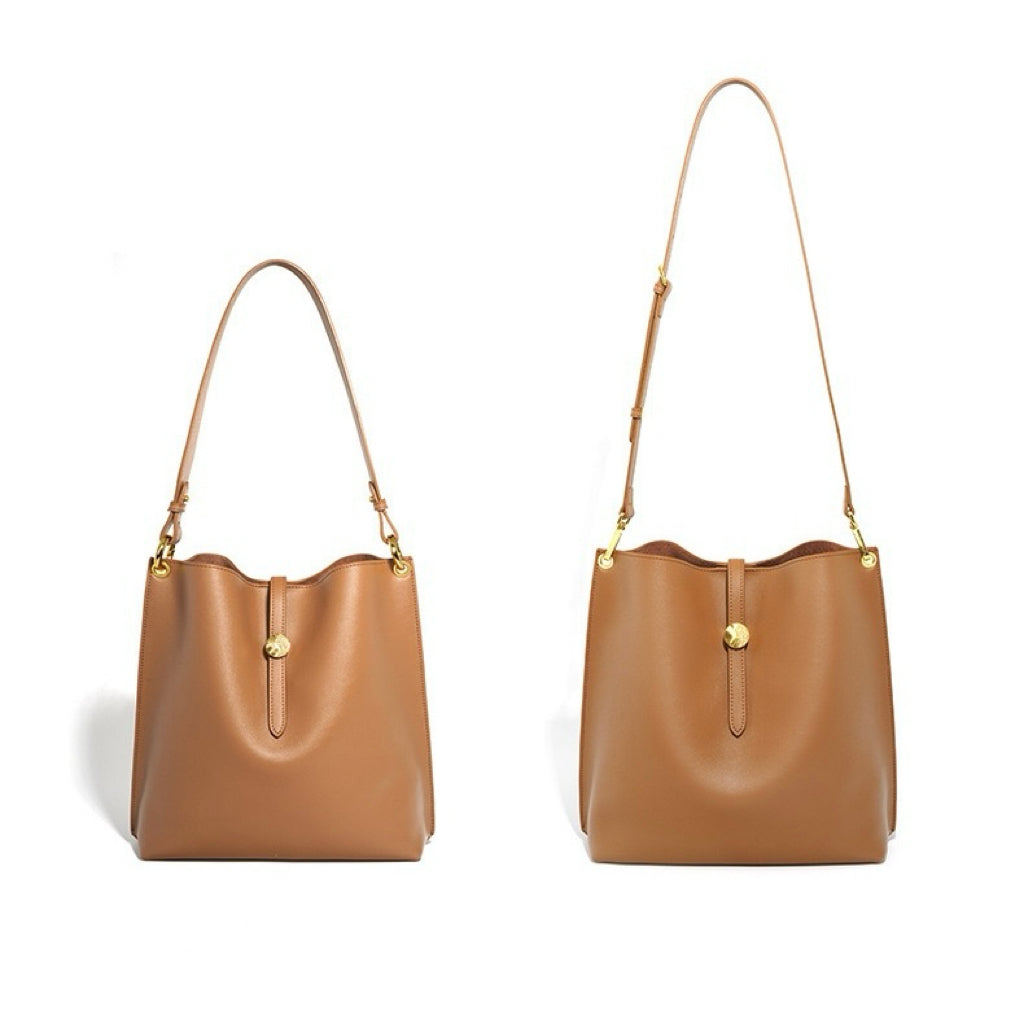 Women's Genuine Leather Bucket Tote Bag | Timeless Commuter Elegance