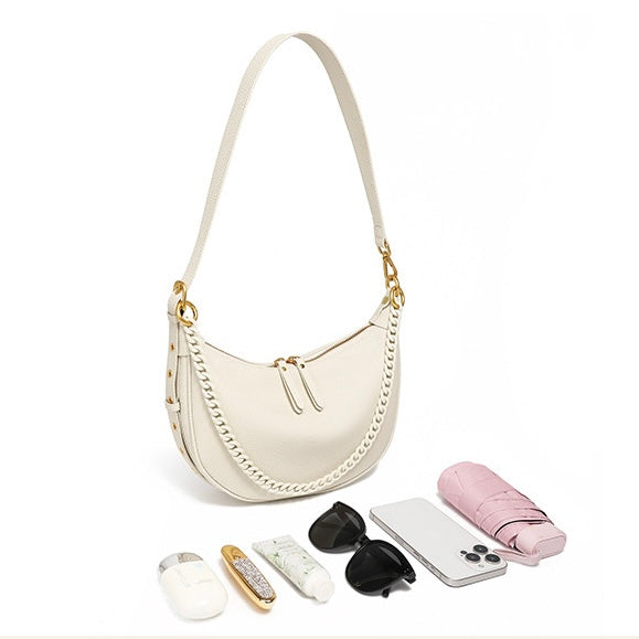 Women’s Genuine Leather Baguette Dumpling Bag | Effortless Everyday Elegance
