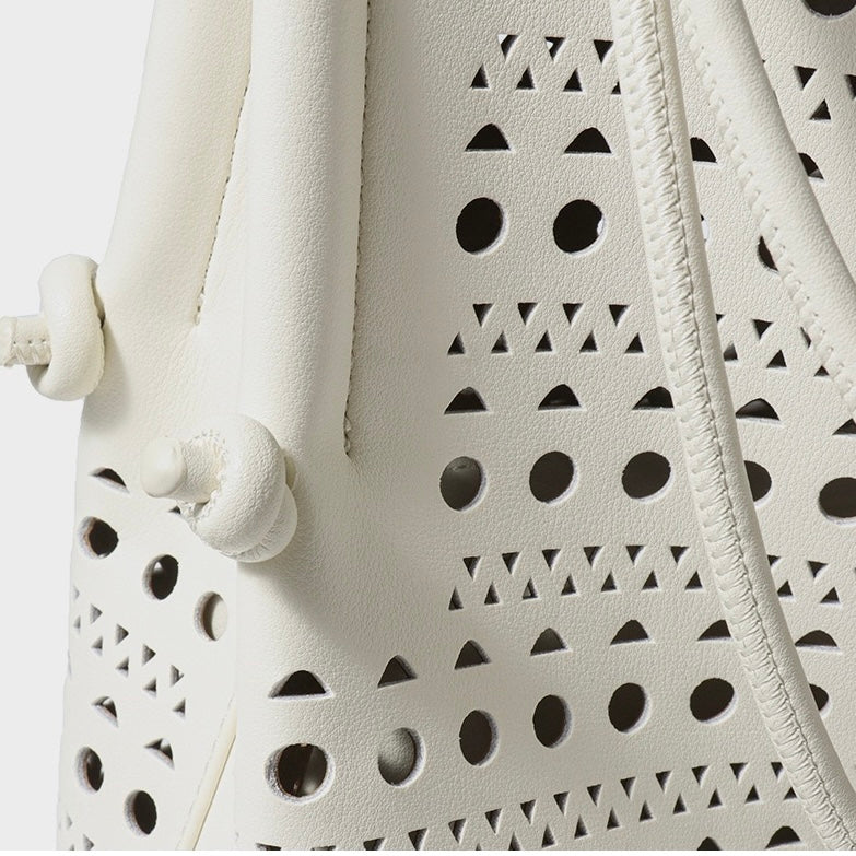 Genuine Leather Tote Bag | Perforated Elegance With Detachable Pouch