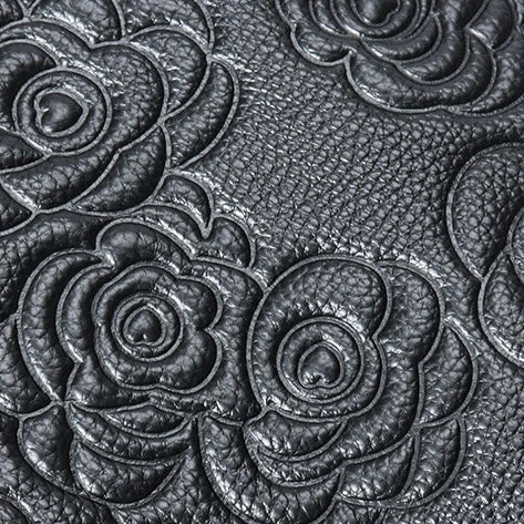 Genuine Leather Tote Bag | Rose Embossed With Detachable Strap Elegance