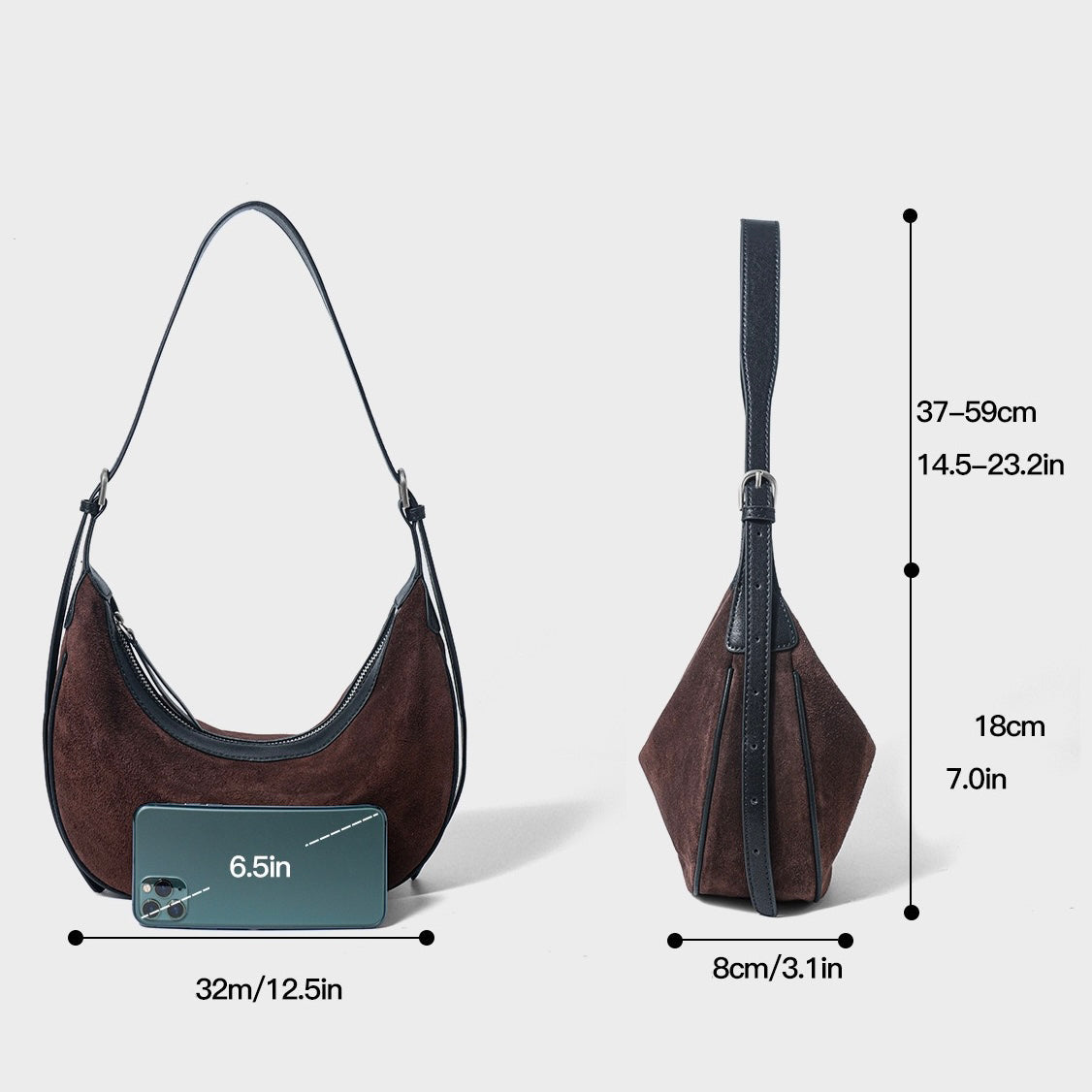 Brown Suede Leather Dumpling Hobo Shoulder Bag | Timeless Understated Elegance