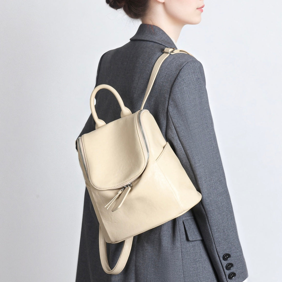 Women’s Genuine Leather Backpack | Effortless Timeless Minimalist Elegance