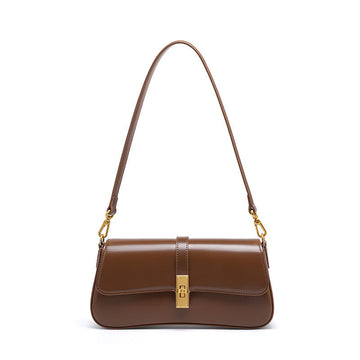 Women’s Genuine Leather Baguette Crossbody Shoulder Bag | Effortless Vintage Elegance