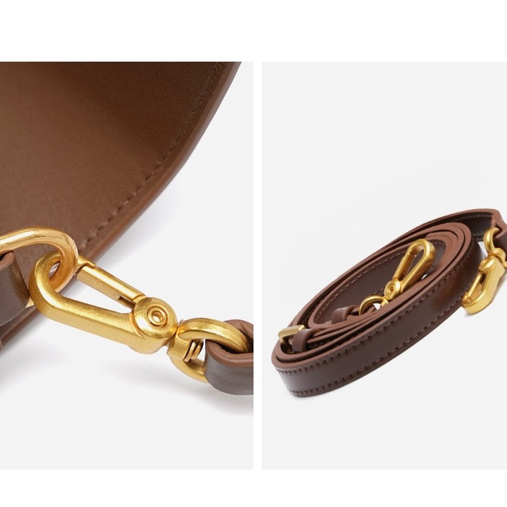 Women’s Genuine Leather Baguette Crossbody Shoulder Bag | Effortless Vintage Elegance