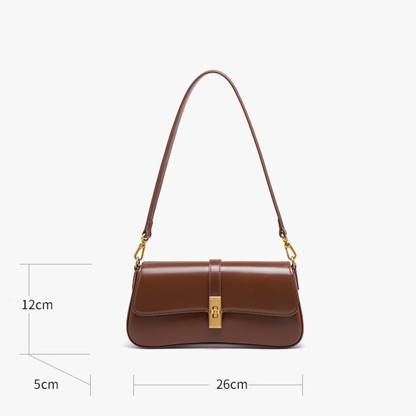 Women’s Genuine Leather Baguette Crossbody Shoulder Bag | Effortless Vintage Elegance