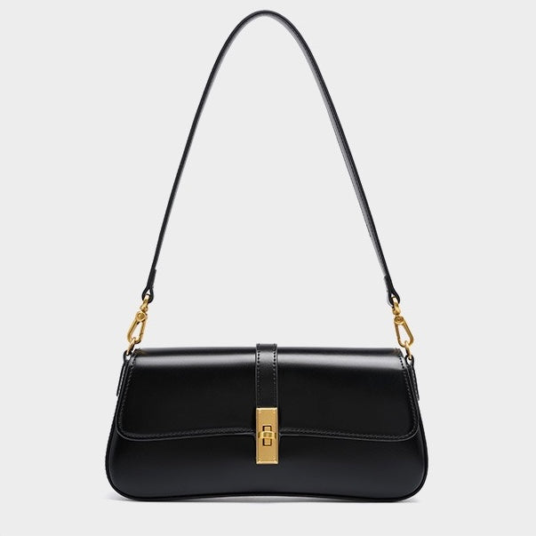 Women’s Genuine Leather Baguette Crossbody Shoulder Bag | Effortless Vintage Elegance