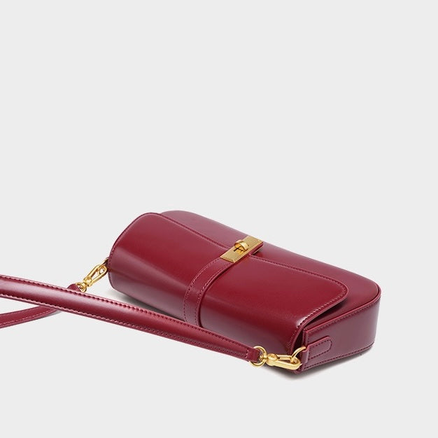 Women’s Genuine Leather Baguette Crossbody Shoulder Bag | Effortless Vintage Elegance