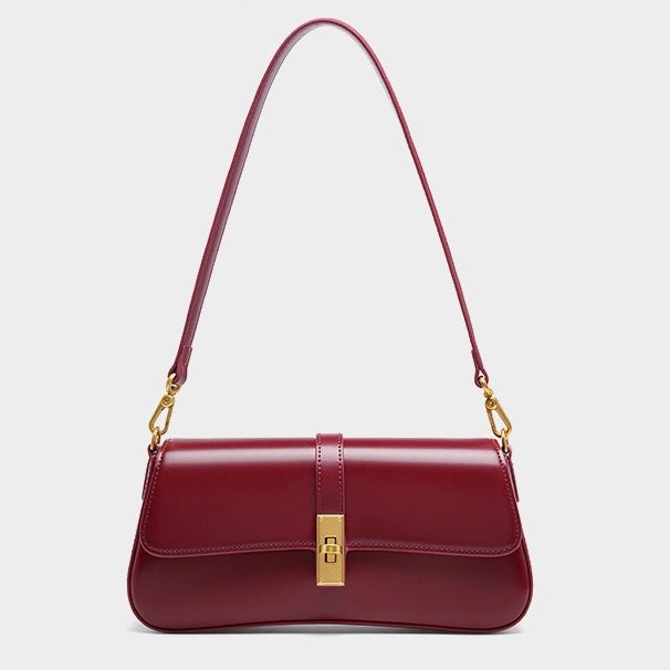 Women’s Genuine Leather Baguette Crossbody Shoulder Bag | Effortless Vintage Elegance