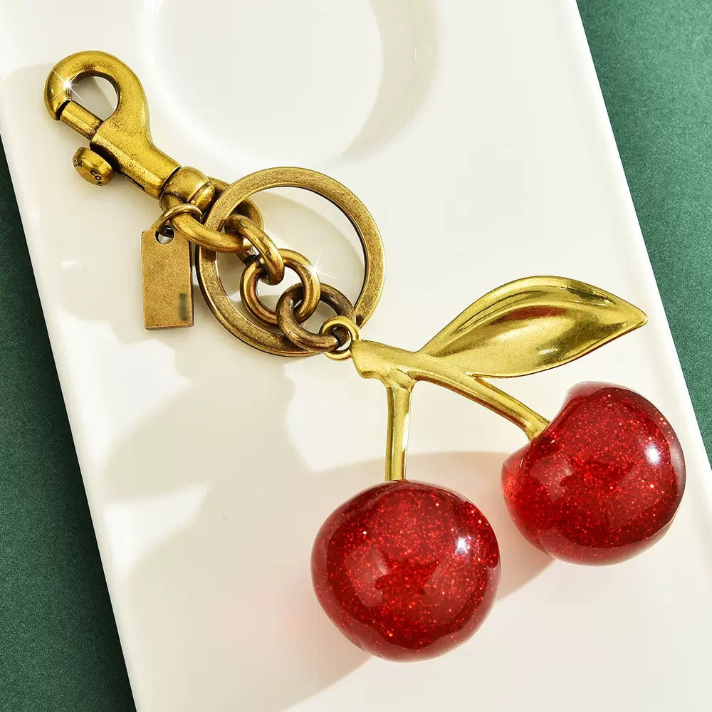 Velvet Cherry Bag Charm | Elegant Pop of Color