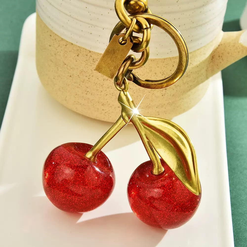 Velvet Cherry Bag Charm | Elegant Pop of Color