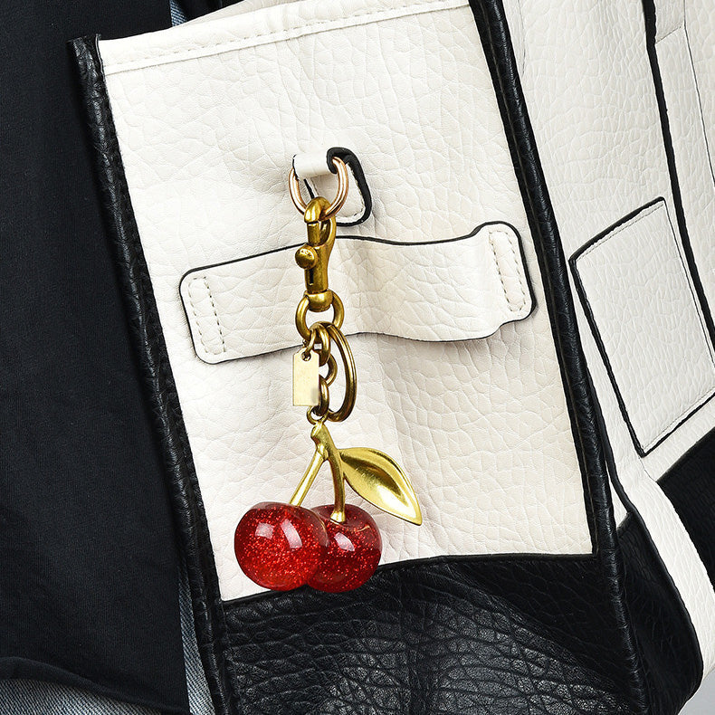 Velvet Cherry Bag Charm | Elegant Pop of Color