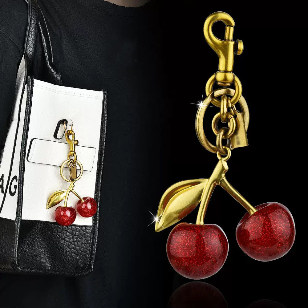 Velvet Cherry Bag Charm | Elegant Pop of Color