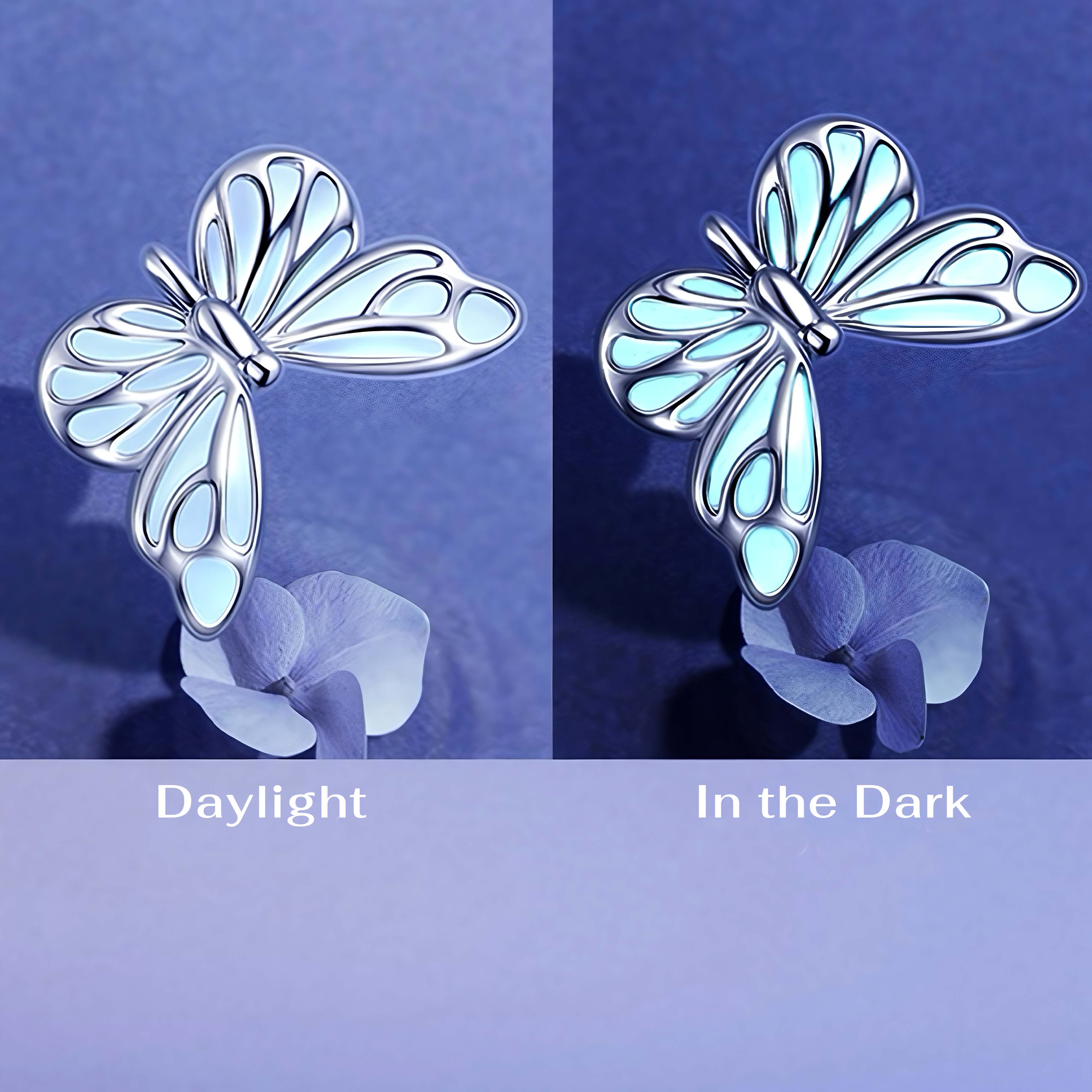 Women's Blue Butterfly Earrings | Timeless Luminous Effortless Elegance
