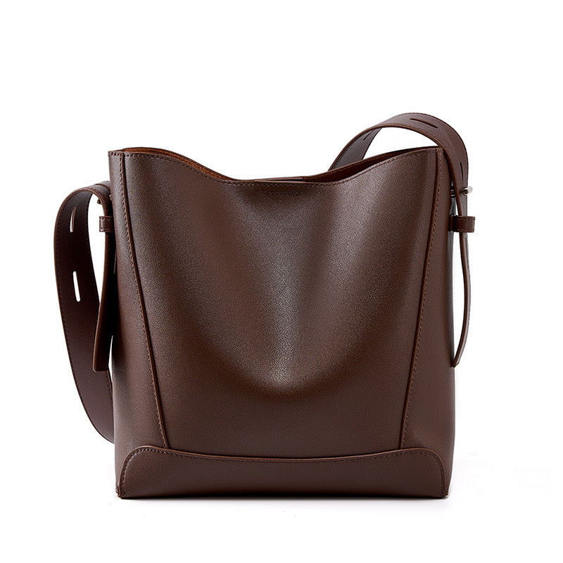 Women’s Genuine Leather Crossbody Shoulder Bucket Bag | Effortless Everyday Elegance