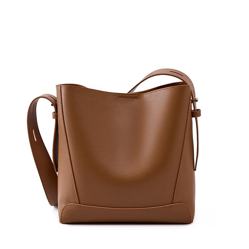 Women’s Genuine Leather Crossbody Shoulder Bucket Bag | Effortless Everyday Elegance