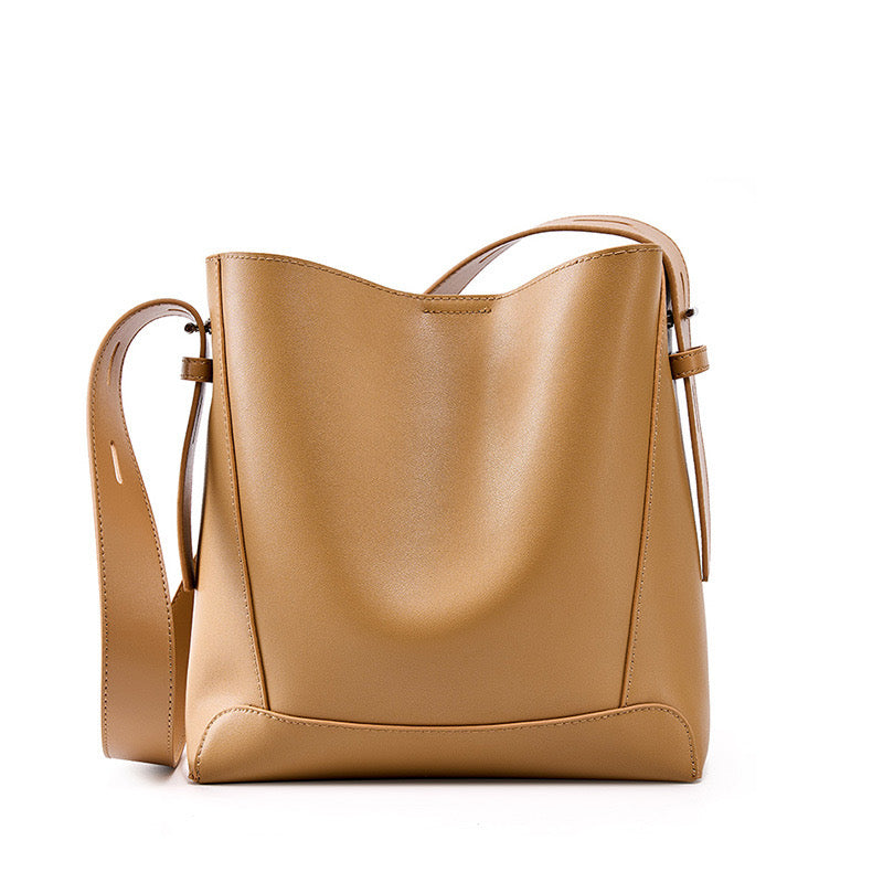 Women’s Genuine Leather Crossbody Shoulder Bucket Bag | Effortless Everyday Elegance