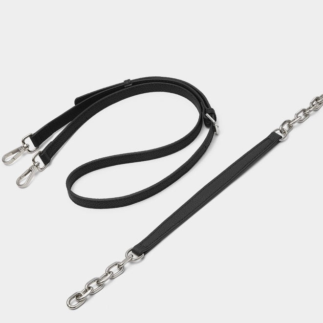 Chain-Embellished V-Quilted Genuine Leather Shoulder Bag | Effortless Understated Elegance