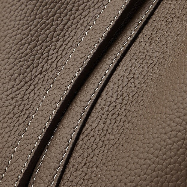 Textured Genuine Leather Tote Bag | Polished Gold Buckle Elegance