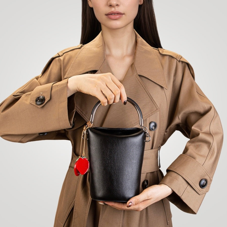 Genuine Leather Mini Bucket Phone Crossbody Handbag | Effortless Elegance