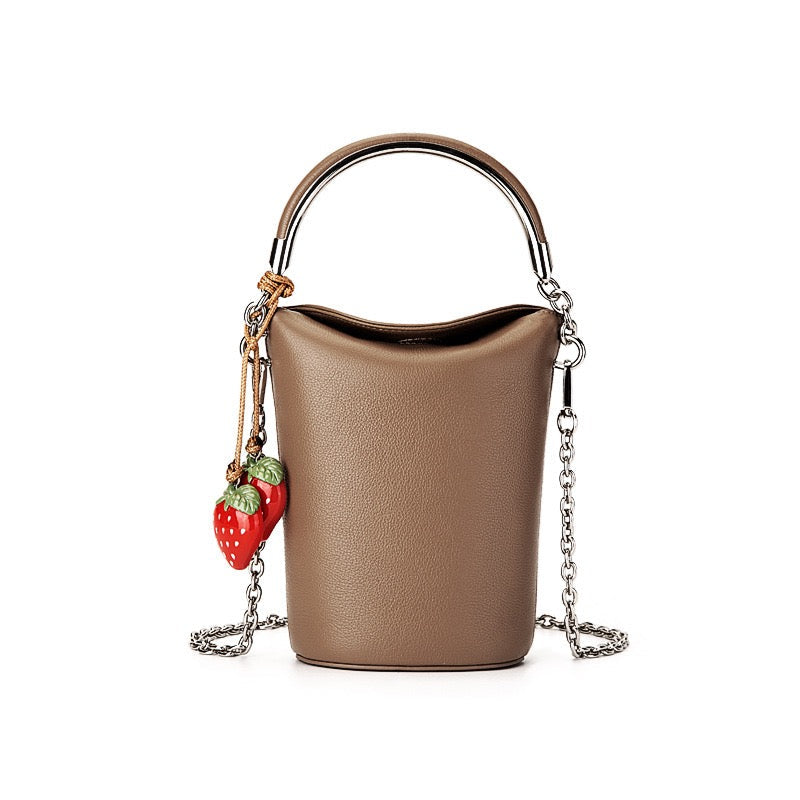 Genuine Leather Mini Bucket Phone Crossbody Handbag | Effortless Elegance