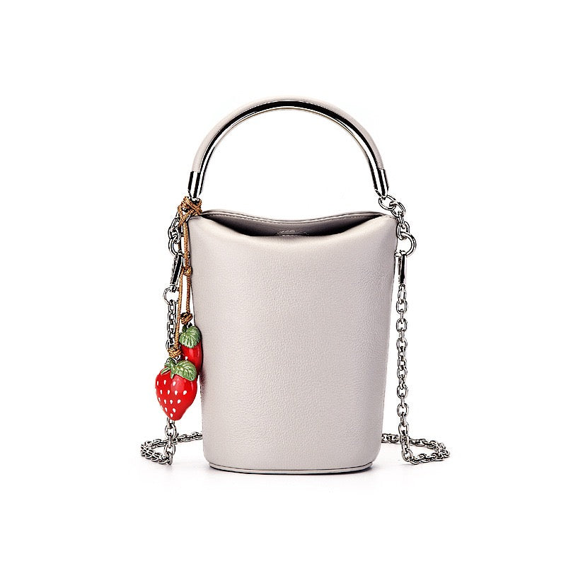 Genuine Leather Mini Bucket Phone Crossbody Handbag | Effortless Elegance